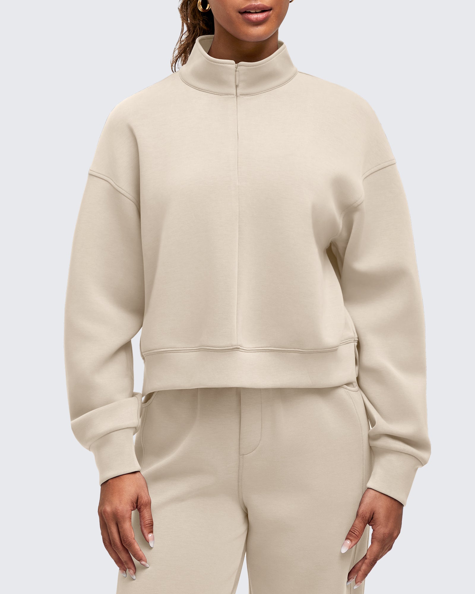 Smoofit Half-Zip Mock Neck Long Sleeve Sweatshirts - G4Free