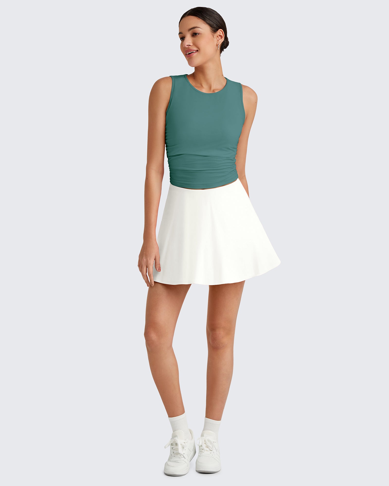 Lightbreeze Side Ruched Sleeveless Workout Tops - G4Free