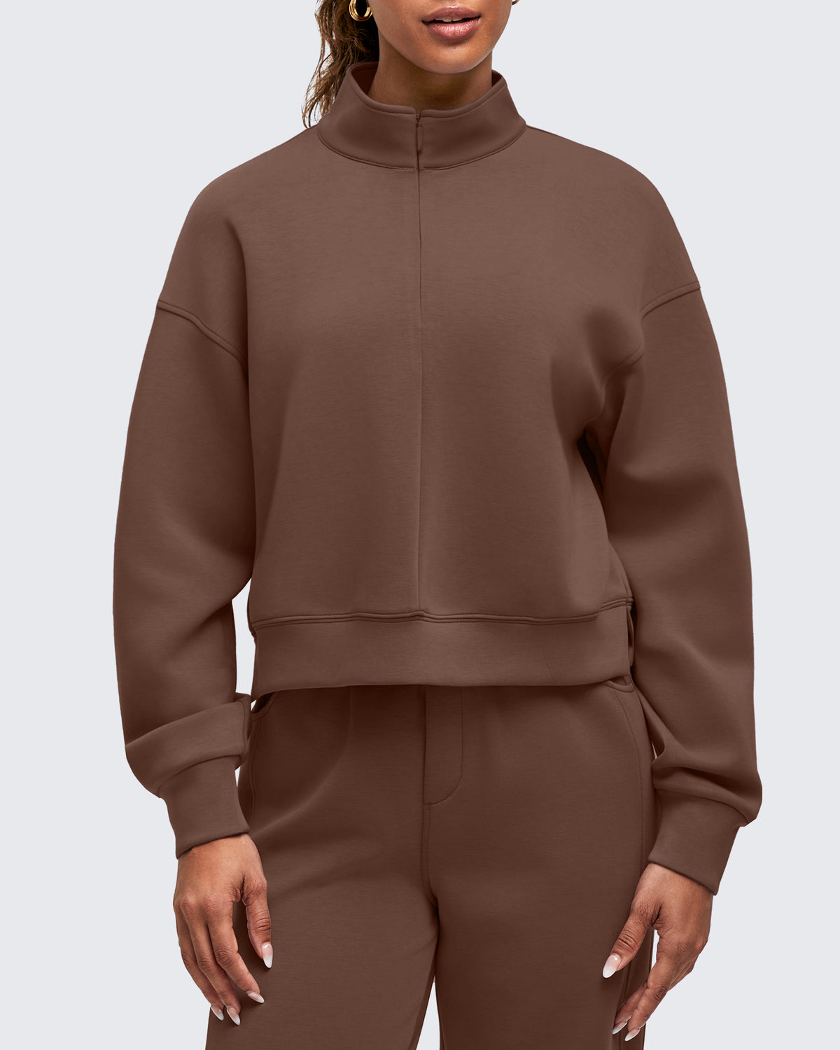 Smoofit Half-Zip Mock Neck Long Sleeve Sweatshirts - G4Free