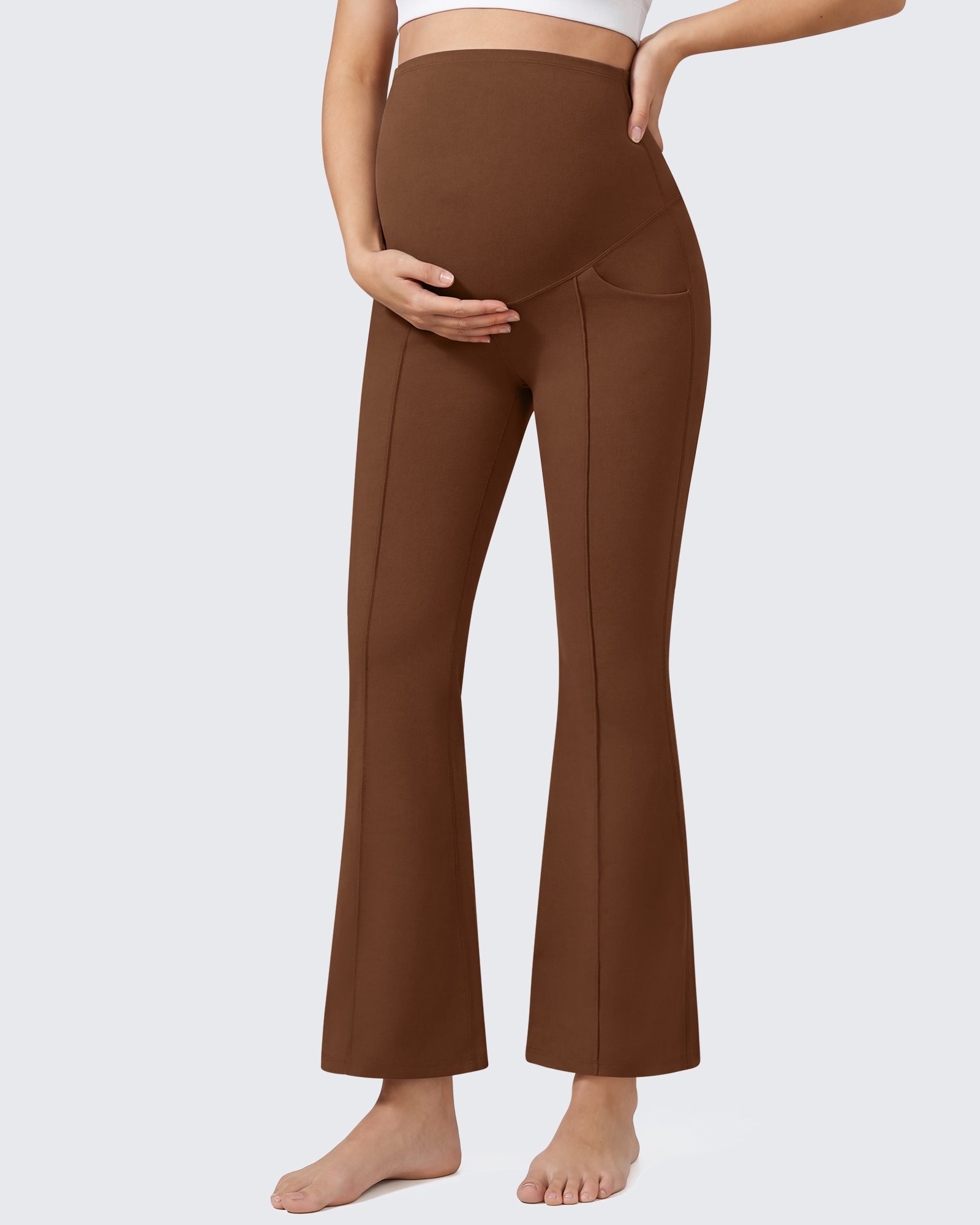 G4Free EverGoing Maternity Flare Leggings with Pockets – Over the Belly 25''