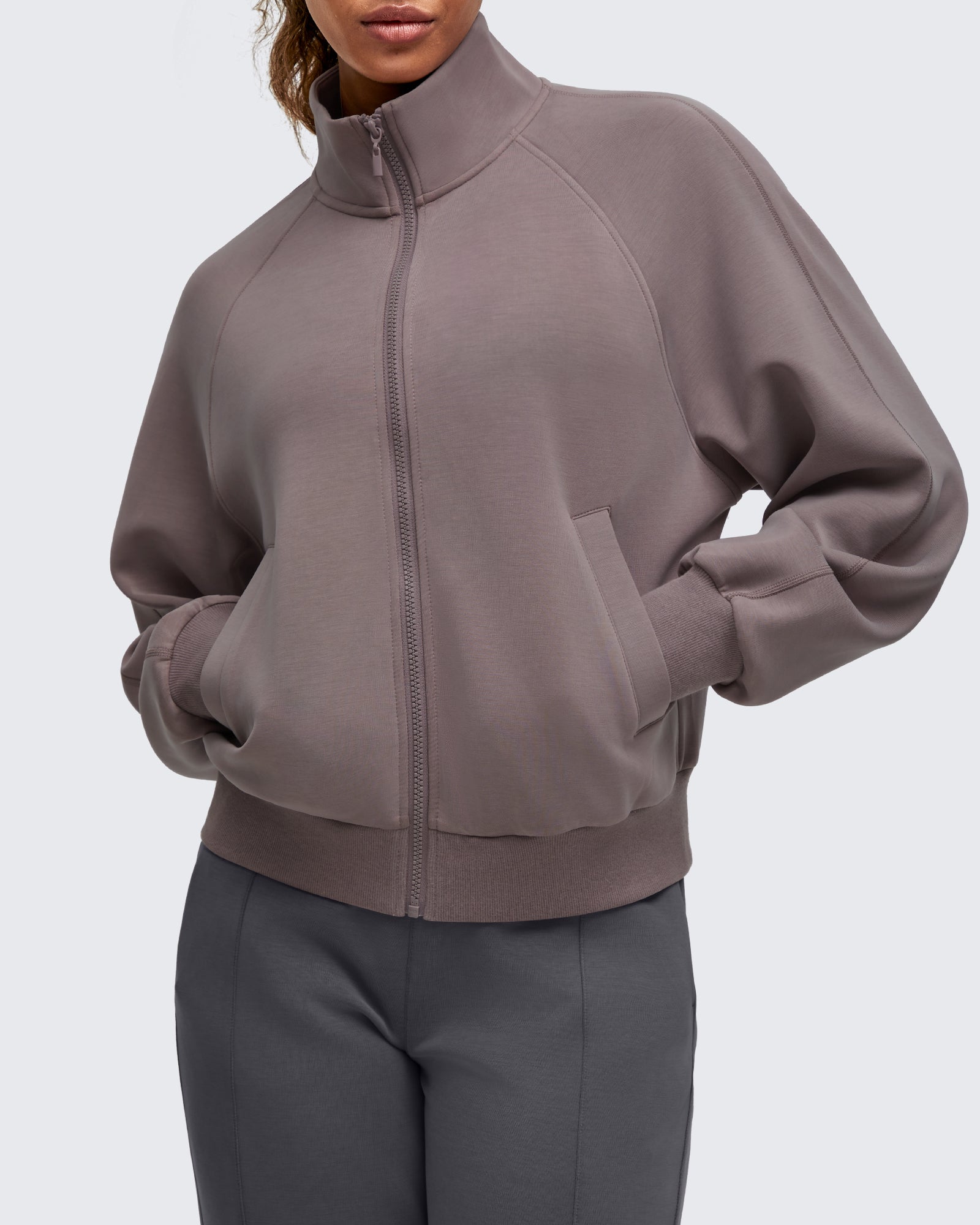 Smoofit Mock Neck Zip Up Pockets Jackets