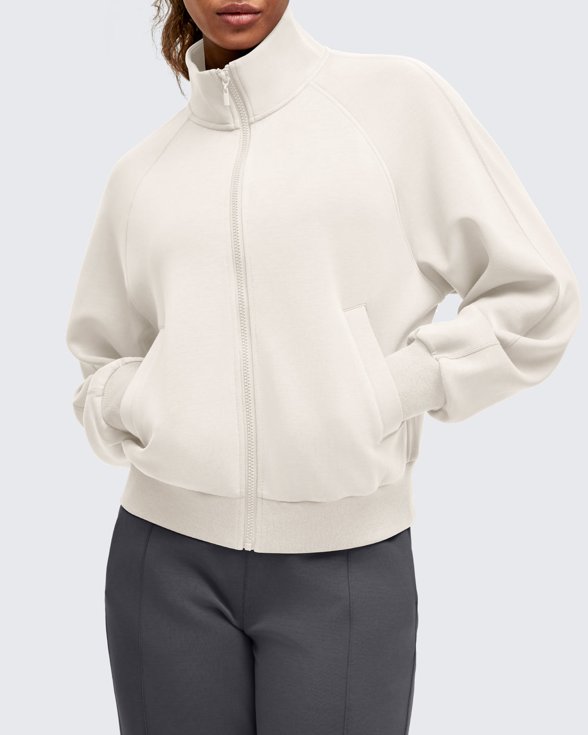 Smoofit Mock Neck Zip Up Pockets Jackets