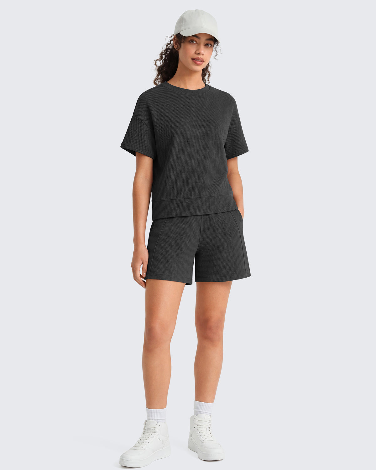 G4Free Waffle Knit 4'' High Waisted Shorts with Pockets