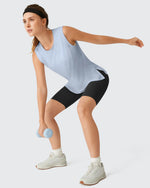 Side Slits Loose Fit High Neck Athletic Tanks