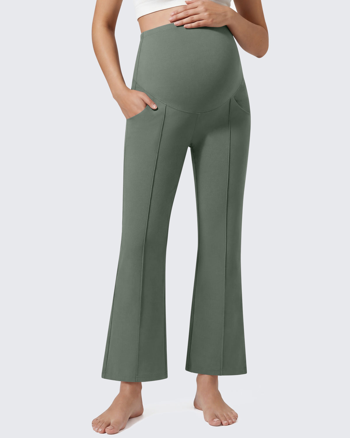G4Free EverGoing Maternity Flare Leggings with Pockets – Over the Belly 25''