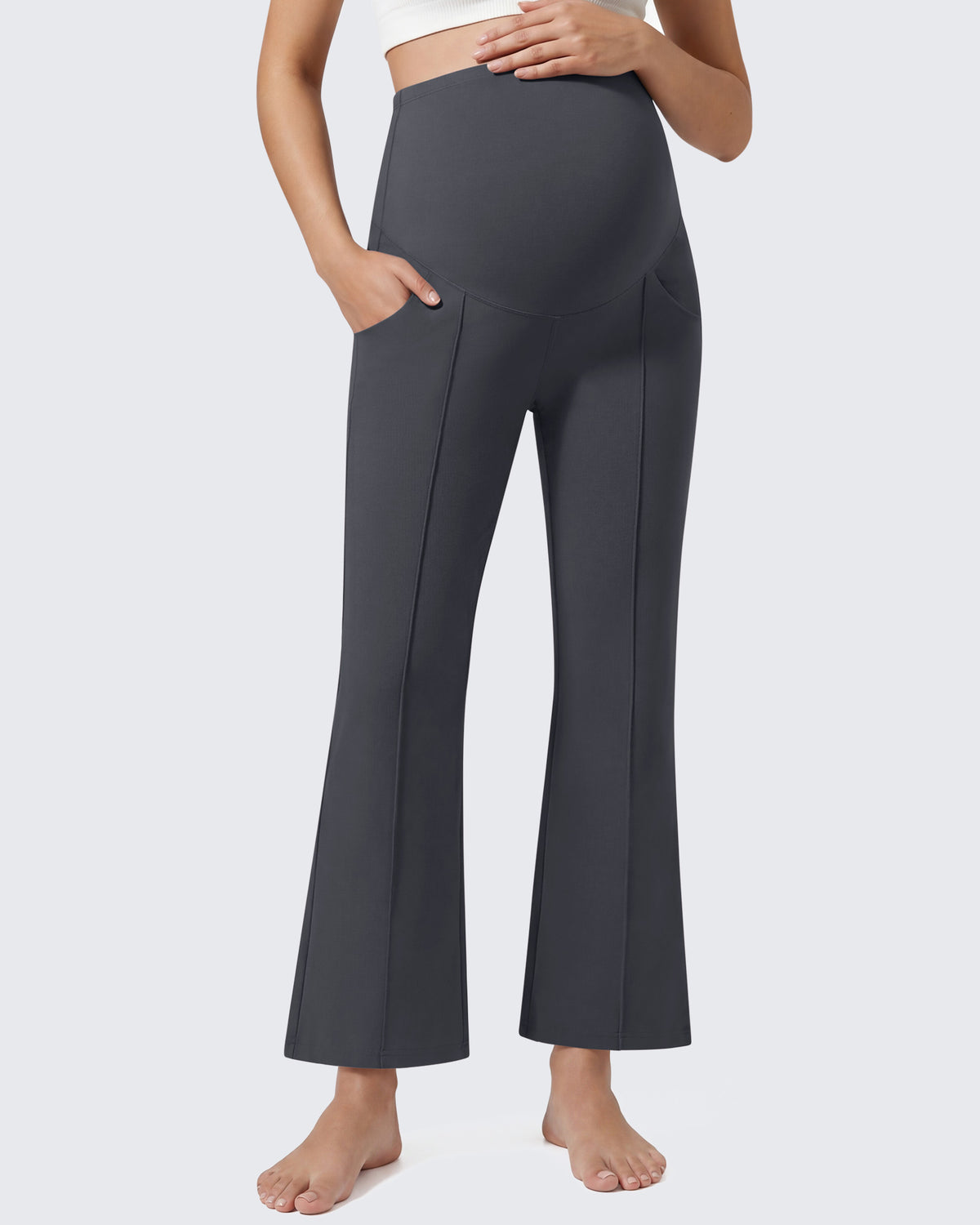 G4Free EverGoing Maternity Flare Leggings with Pockets – Over the Belly 25''