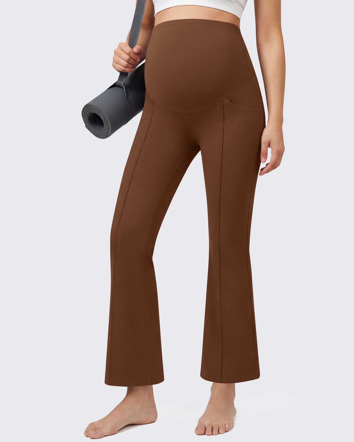 G4Free EverGoing Maternity Flare Leggings with Pockets – Over the Belly 25''