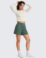 G4Free Waffle Knit 4'' High Waisted Shorts with Pockets