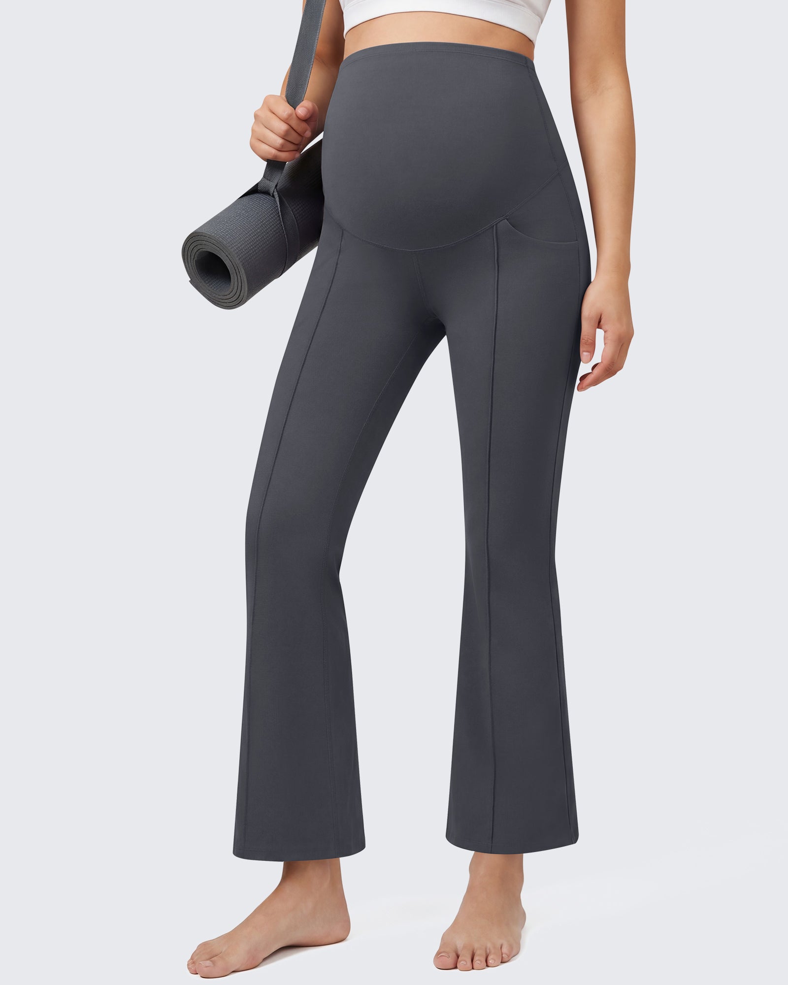 G4Free EverGoing Maternity Flare Leggings with Pockets – Over the Belly 25''