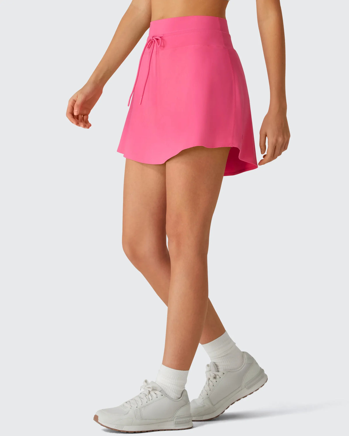 Drawstring Curved Hem Inner Shorts Ball Pocket Skorts 15"
