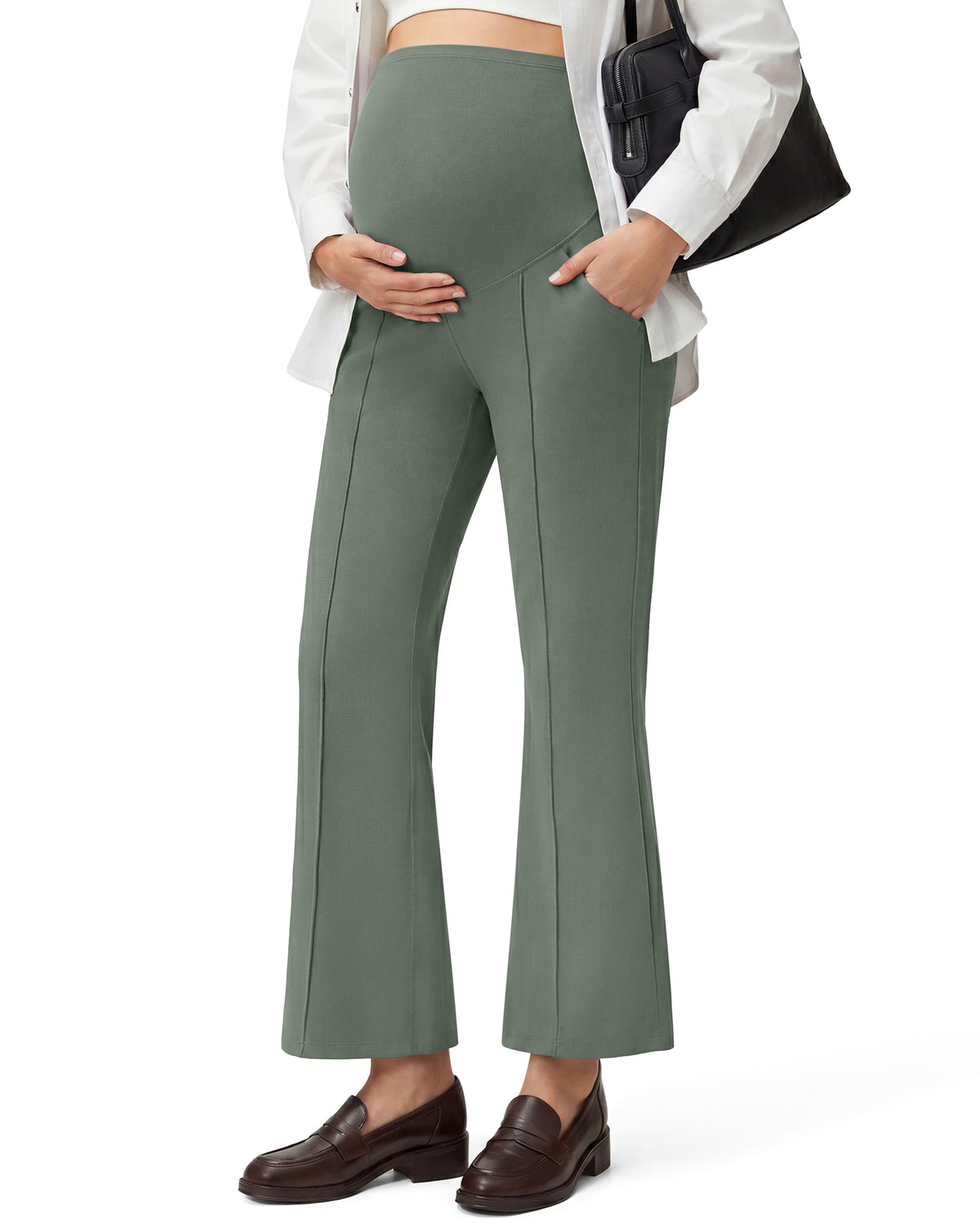 G4Free EverGoing Maternity Flare Leggings with Pockets – Over the Belly 25''