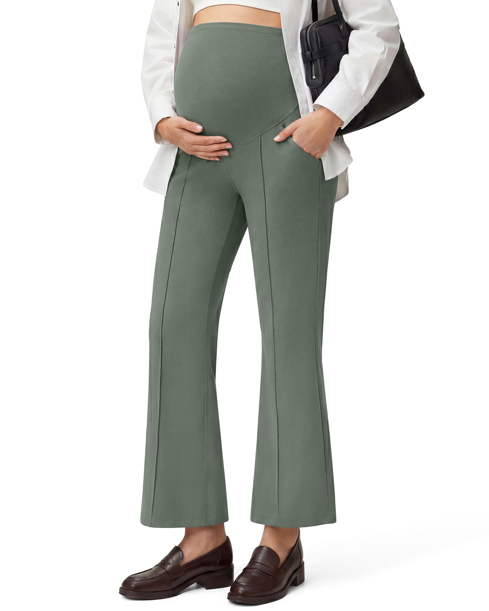 G4Free EverGoing Maternity Flare Leggings with Pockets – Over the Belly 25''