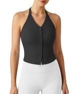 G4Free Ribbed Backless Halter Crop Cami