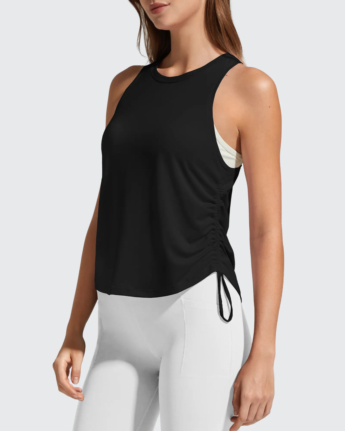 Ruch Side High Neck Racerback Muscle Tank Tops