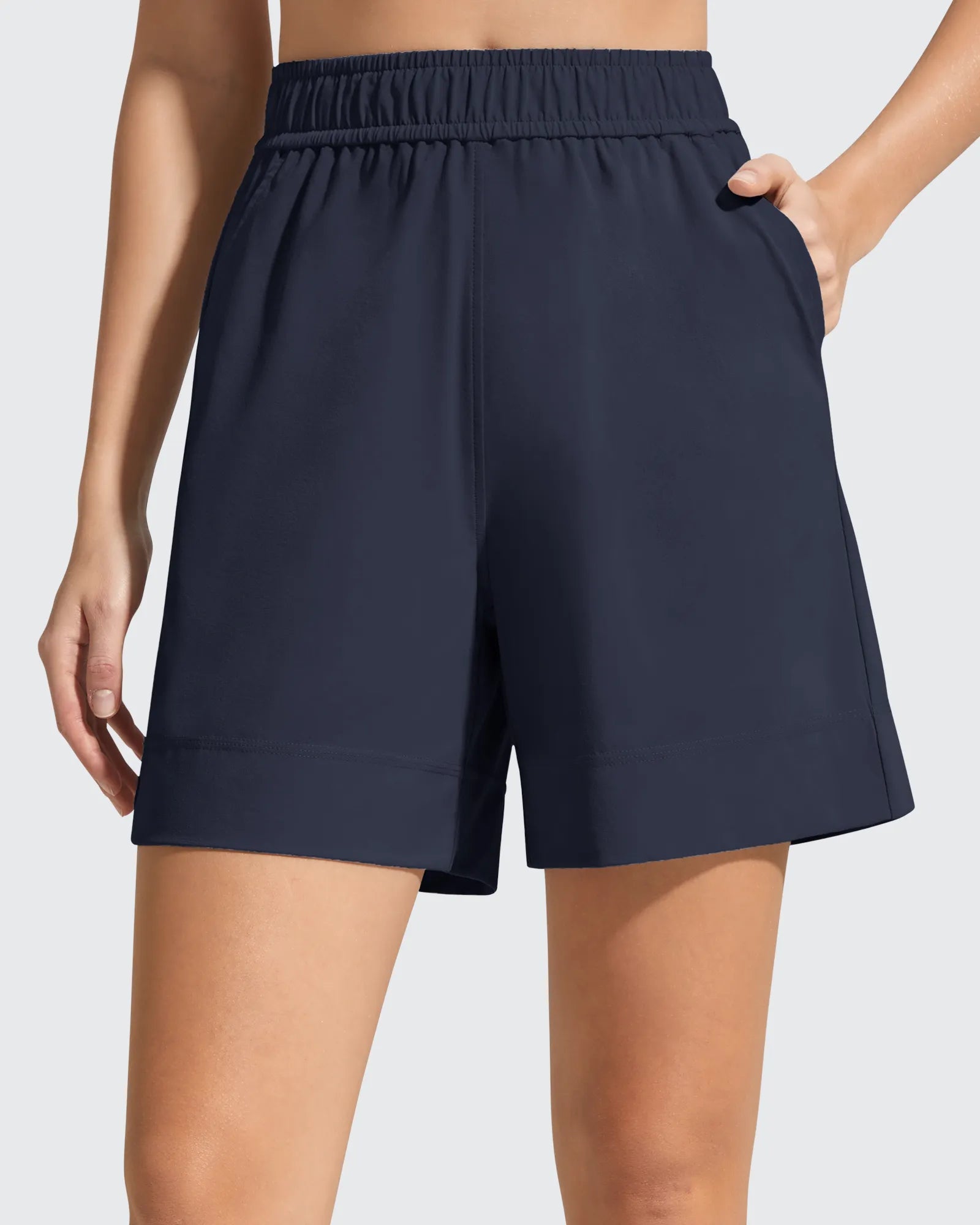 Strowen Elastic Waist Wide Leg A Line Shorts 4''