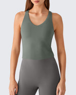 G4Free BareFeel Racerback Tank Top with Removable Padded Bra