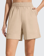 Strowen Elastic Waist Wide Leg A Line Shorts 4''