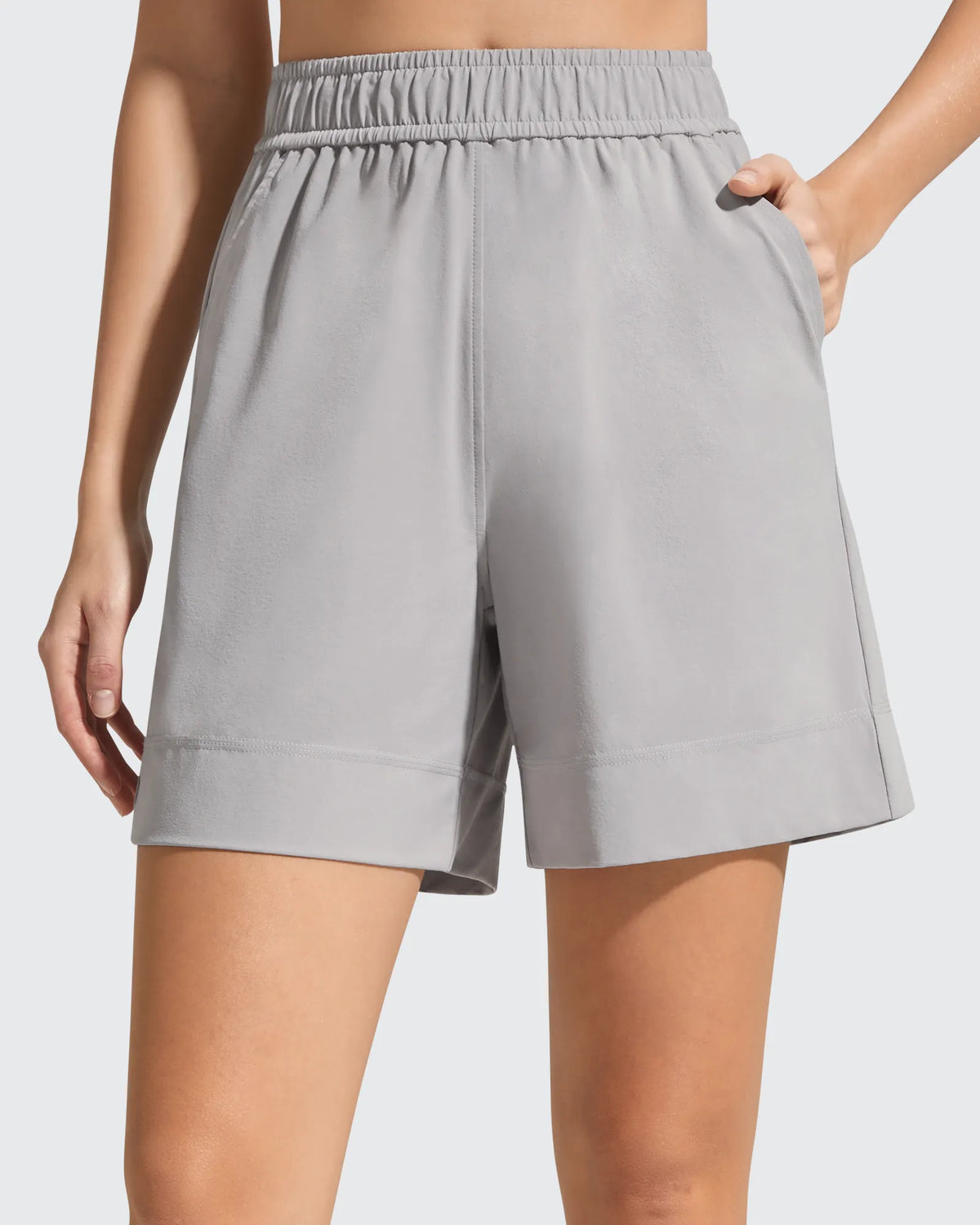 Strowen Elastic Waist Wide Leg A Line Shorts 4''