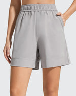 Strowen Elastic Waist Wide Leg A Line Shorts 4''
