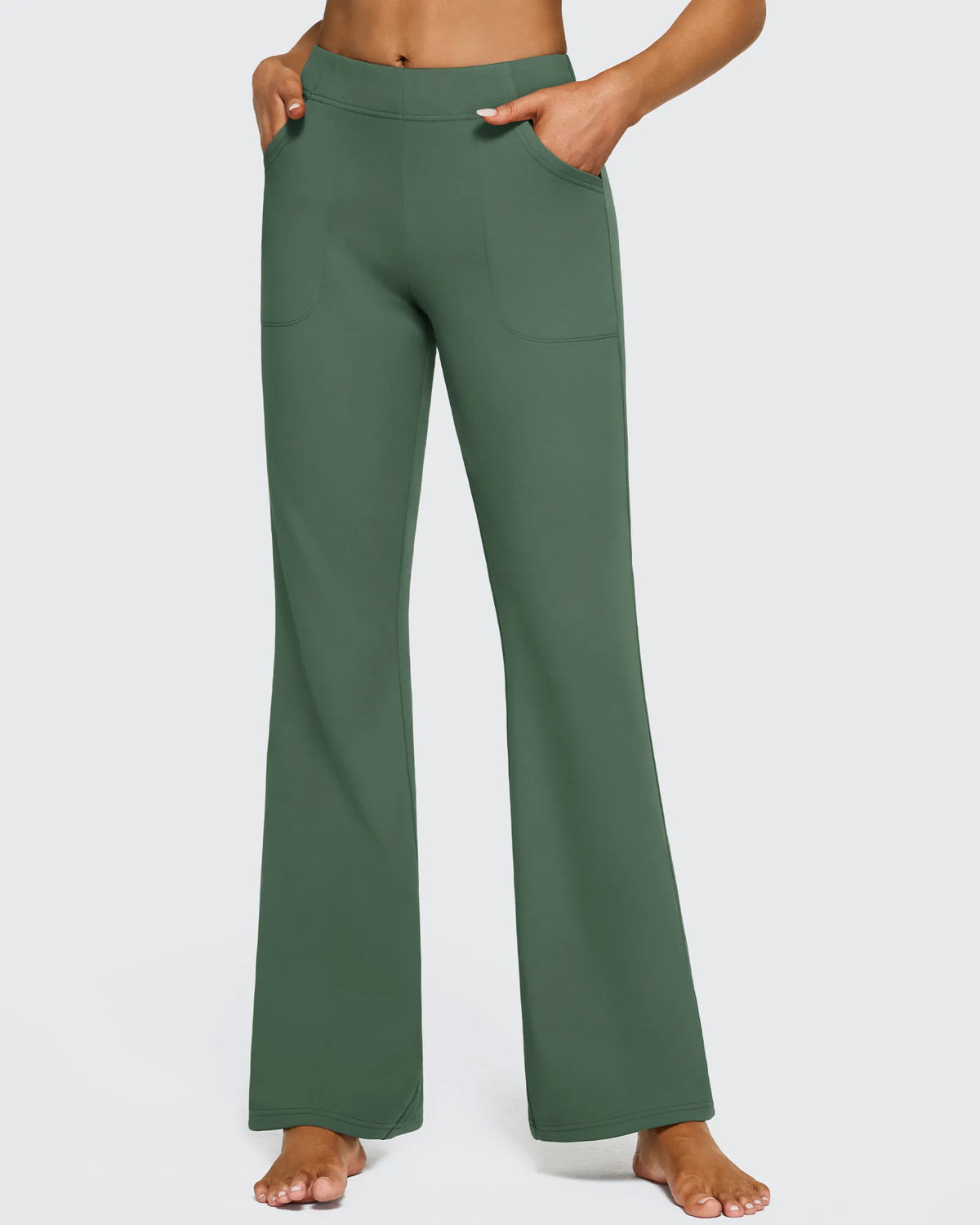 Fleece Lined High-Waist Flare Work Pants - G4Free