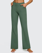 Fleece Lined High-Waist Flare Work Pants - G4Free