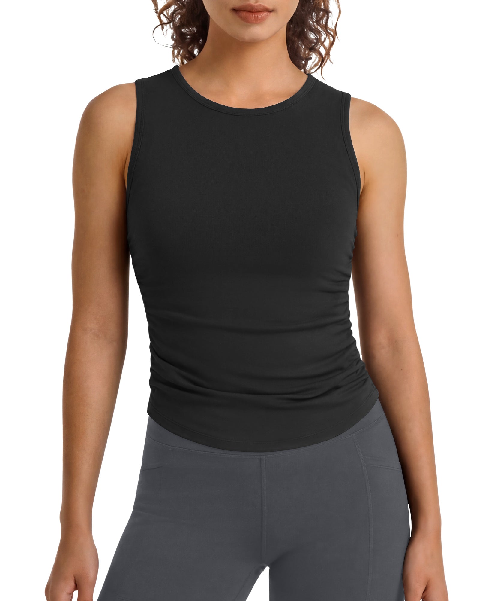 Camiseta sin mangas de yoga G4Free BareFeel con cuello alto fruncido