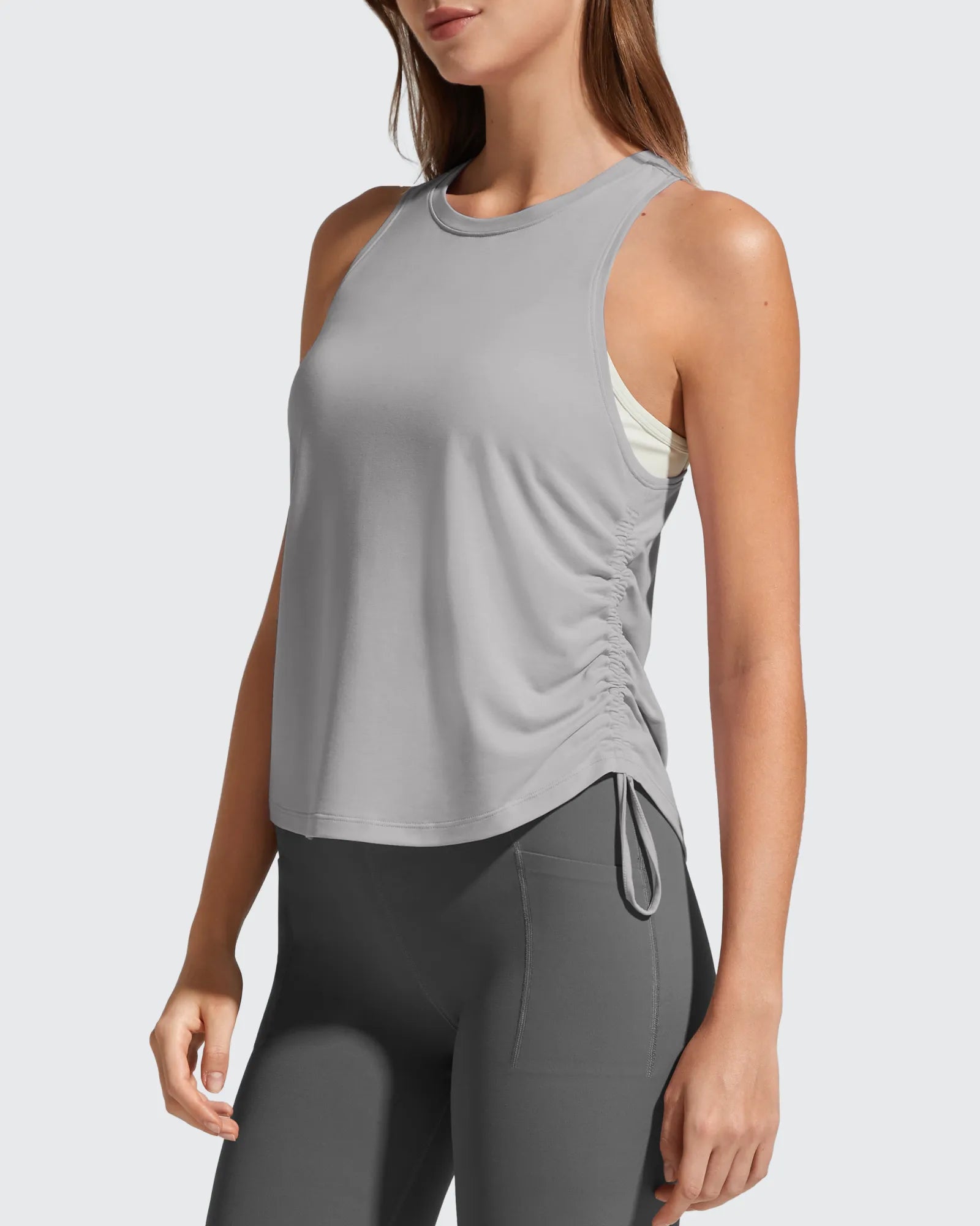 Ruch Side High Neck Racerback Muscle Tank Tops