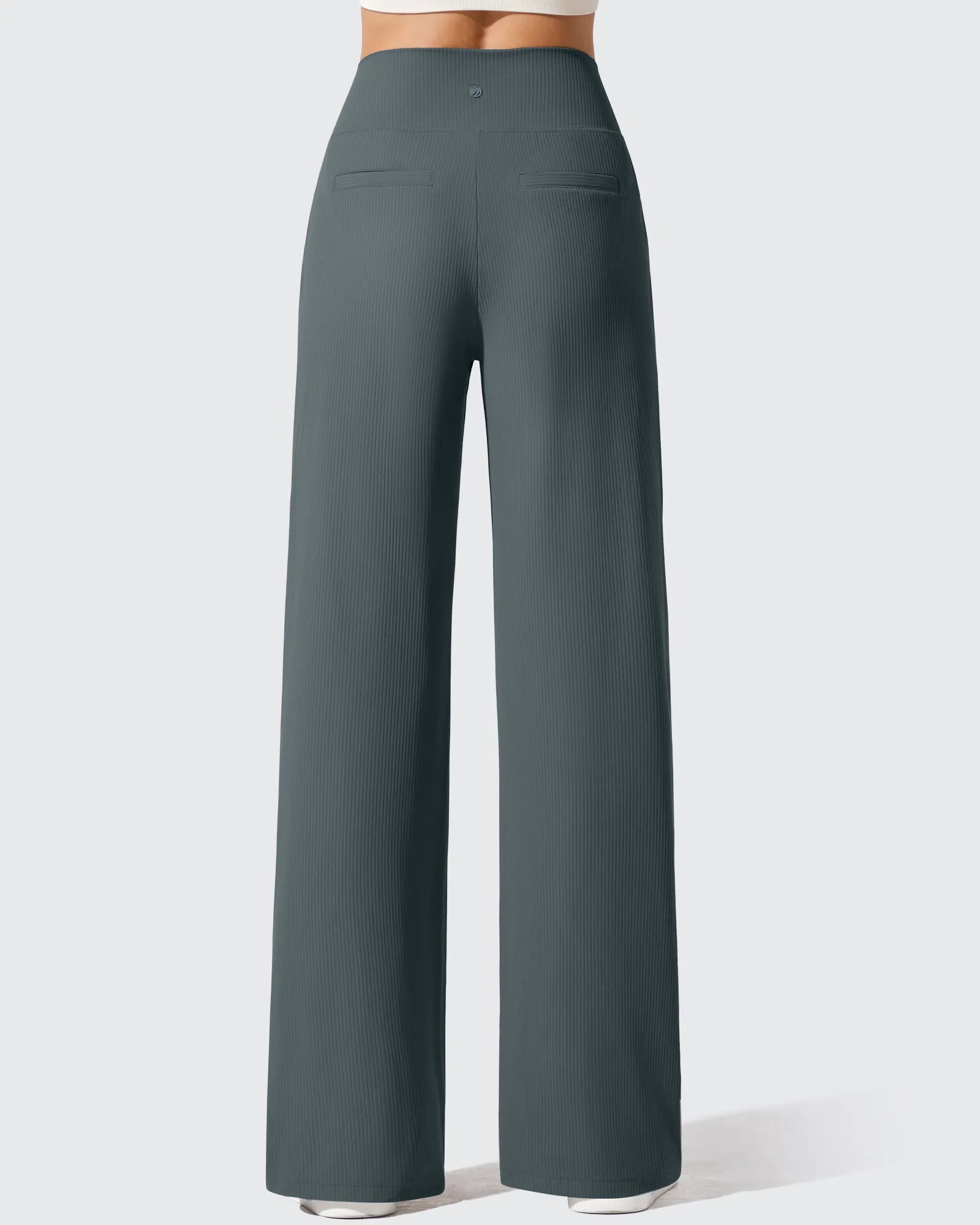 Ribbed Knit High Waist Wide Leg Yoga Pants