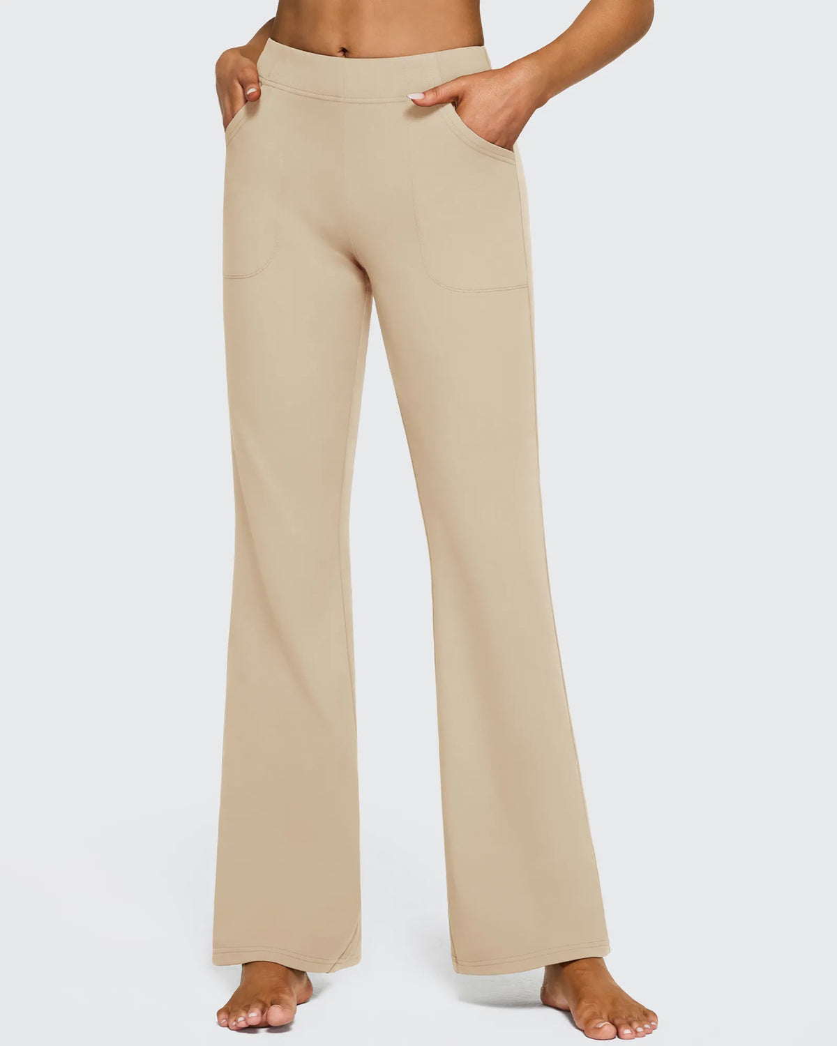 Fleece Lined High-Waist Flare Work Pants - G4Free
