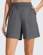 Strowen Elastic Waist Wide Leg A Line Shorts 4''