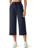 G4Free Smoofit Drawstring Wide Leg Capri Pants with Pockets