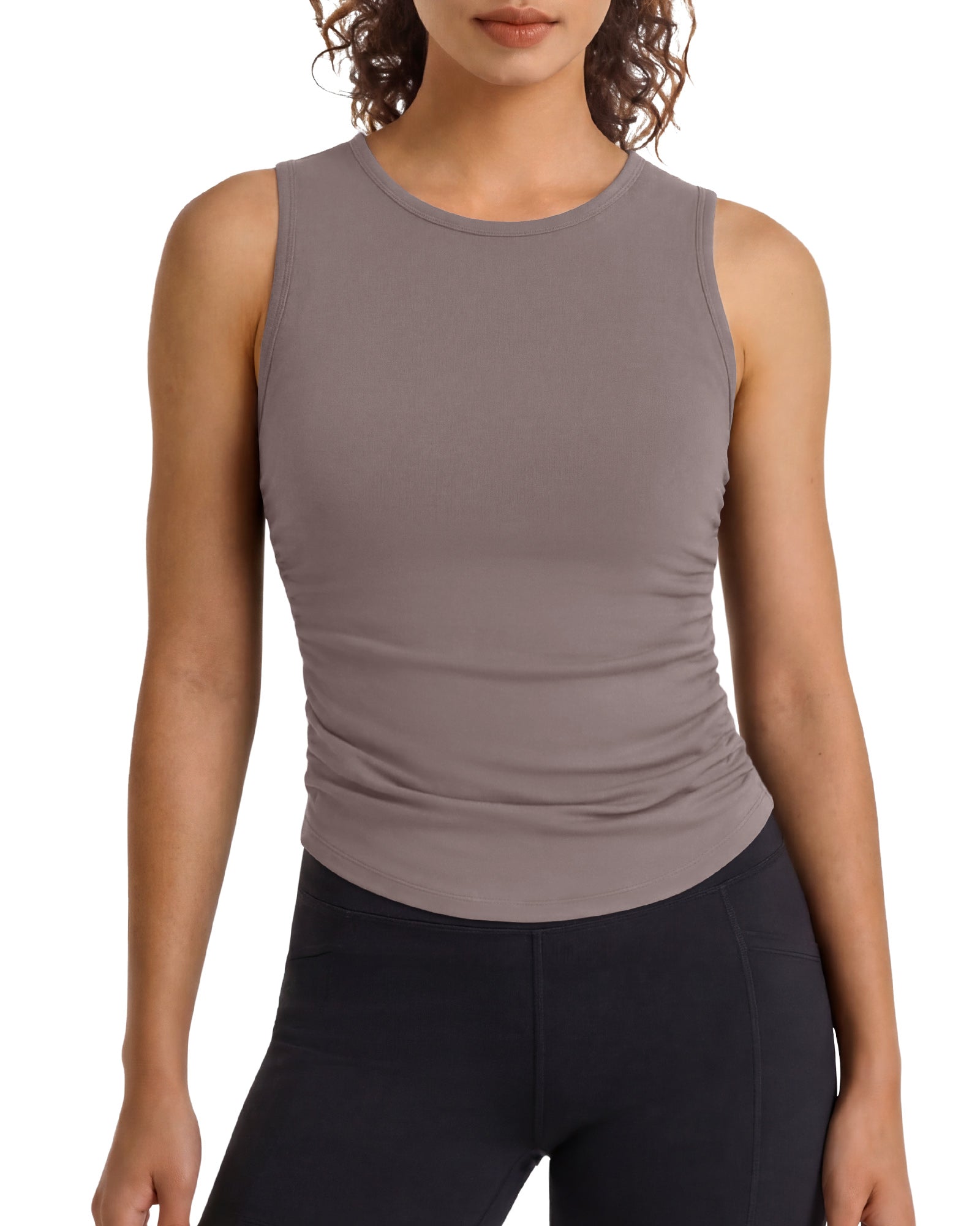 Camiseta sin mangas de yoga G4Free BareFeel con cuello alto fruncido