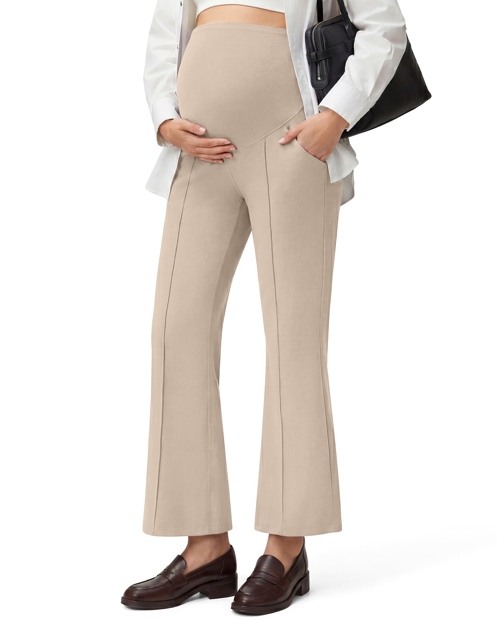 G4Free EverGoing Maternity Flare Leggings with Pockets – Over the Belly 25''