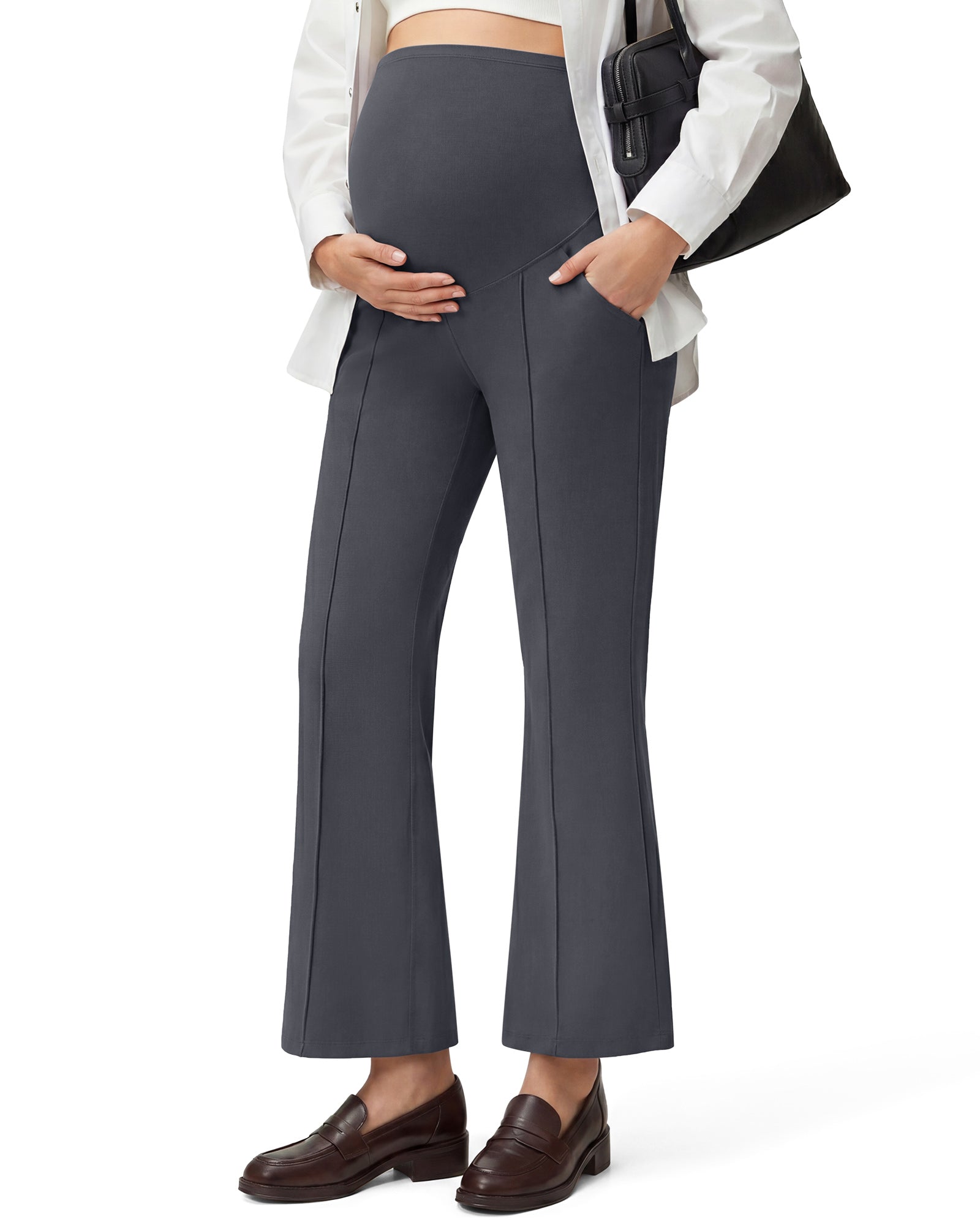 G4Free EverGoing Maternity Flare Leggings with Pockets – Over the Belly 25''