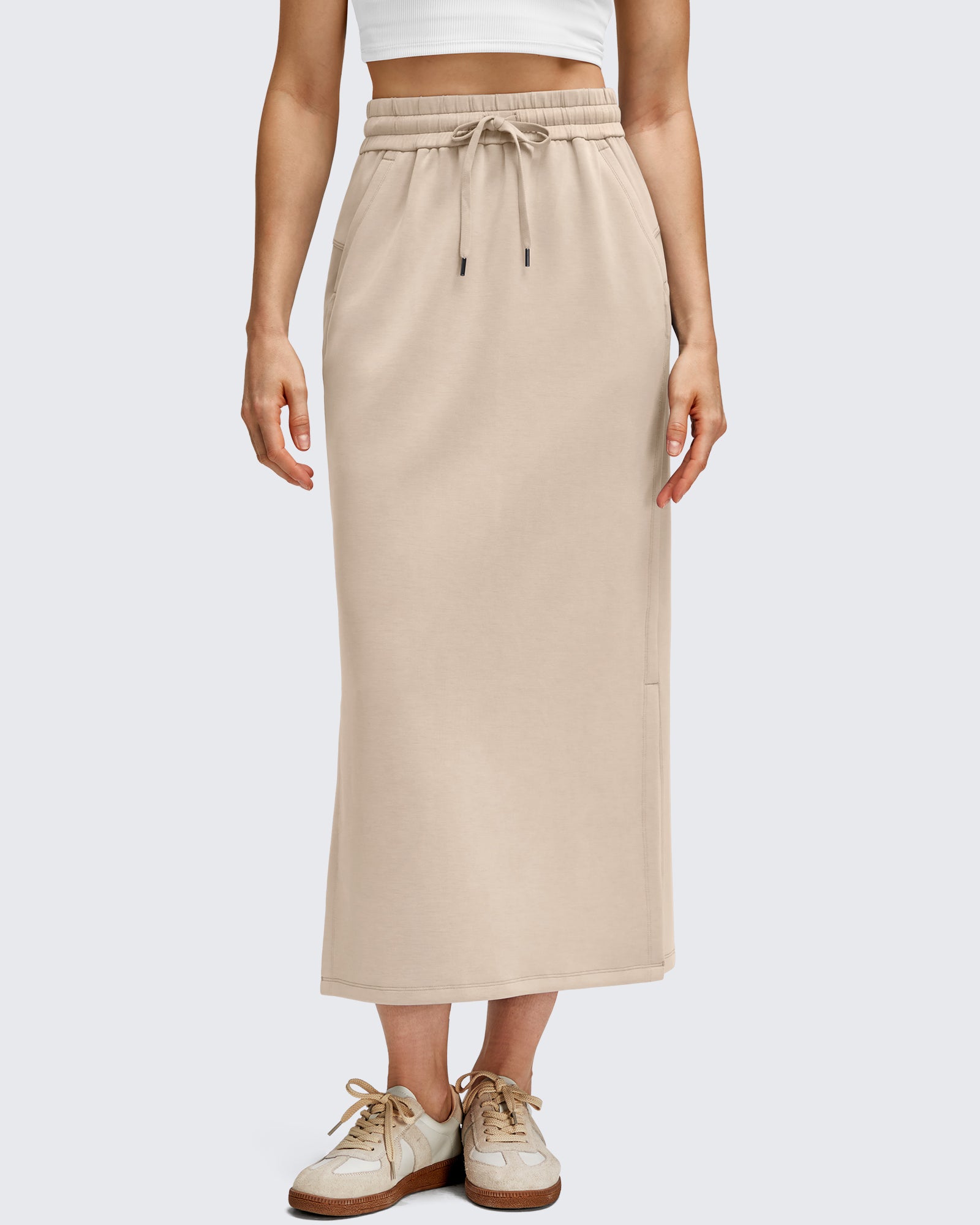 Smoofit Side Slits Drawstring Long Skirts - G4Free