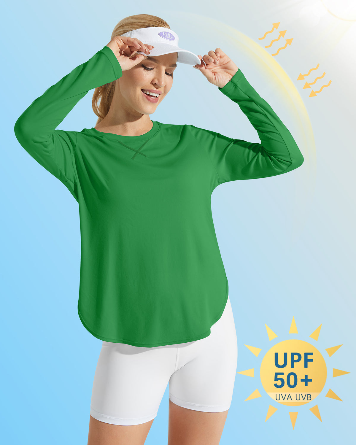 Scoop Neck UV Sun Workout Long Sleeve Tops