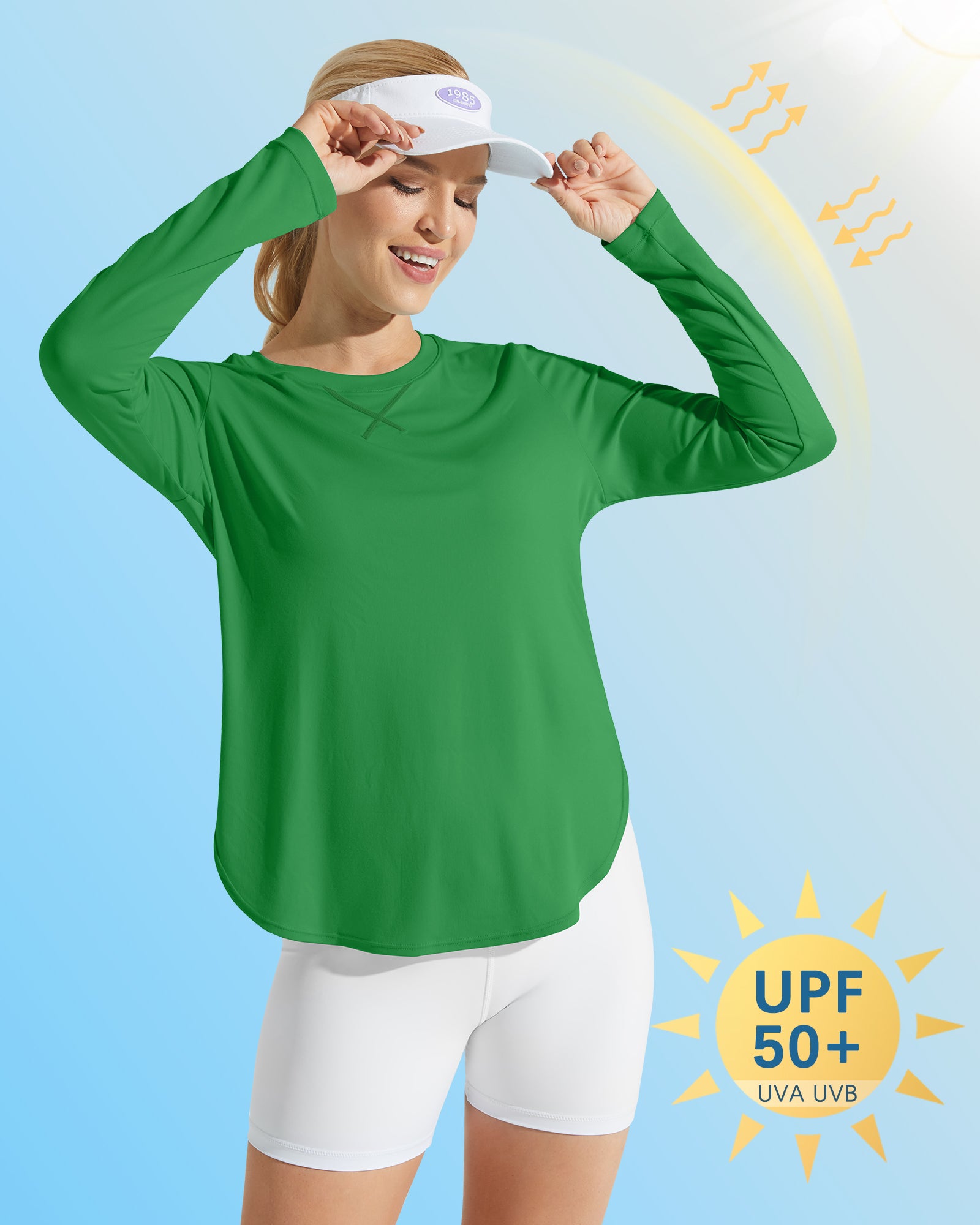 Scoop Neck UV Sun Workout Long Sleeve Tops