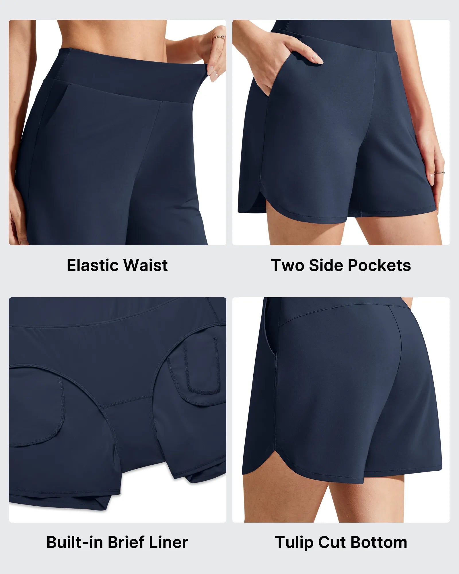 Chillwhisp Built-in Brief Liner High Waist Athletic Shorts