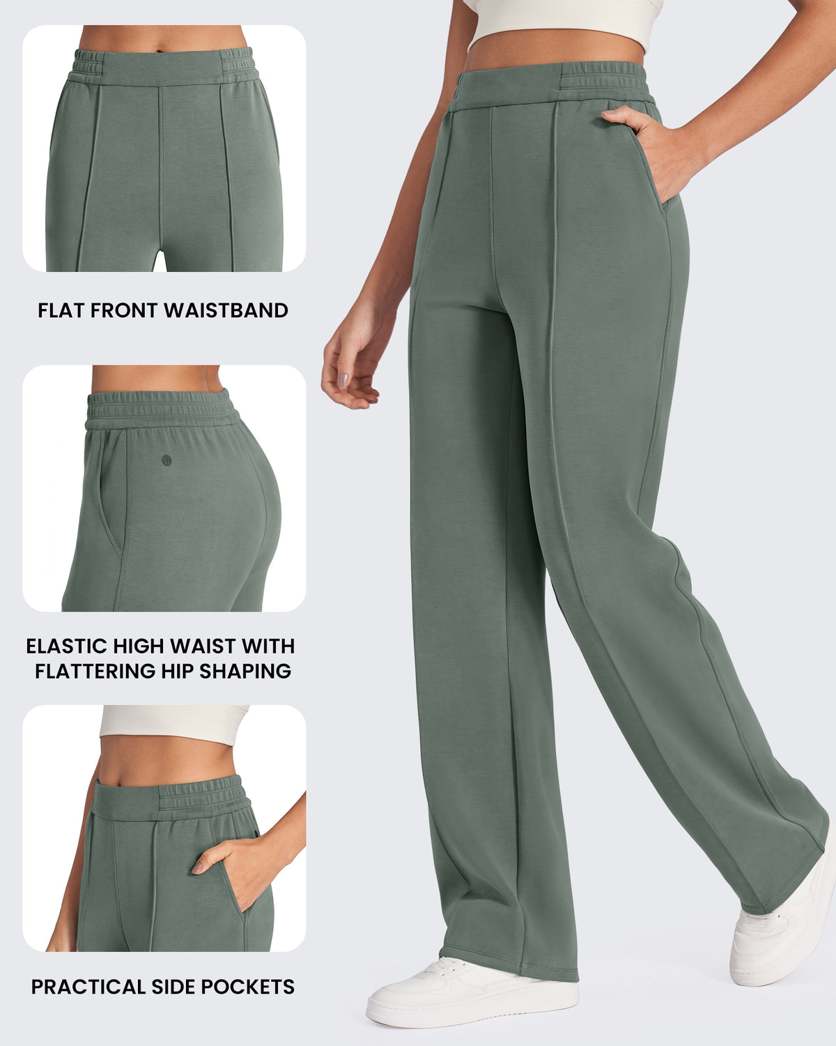 Smoofit Loose High-Rise Elastic Dressy Pants Tall - G4Free