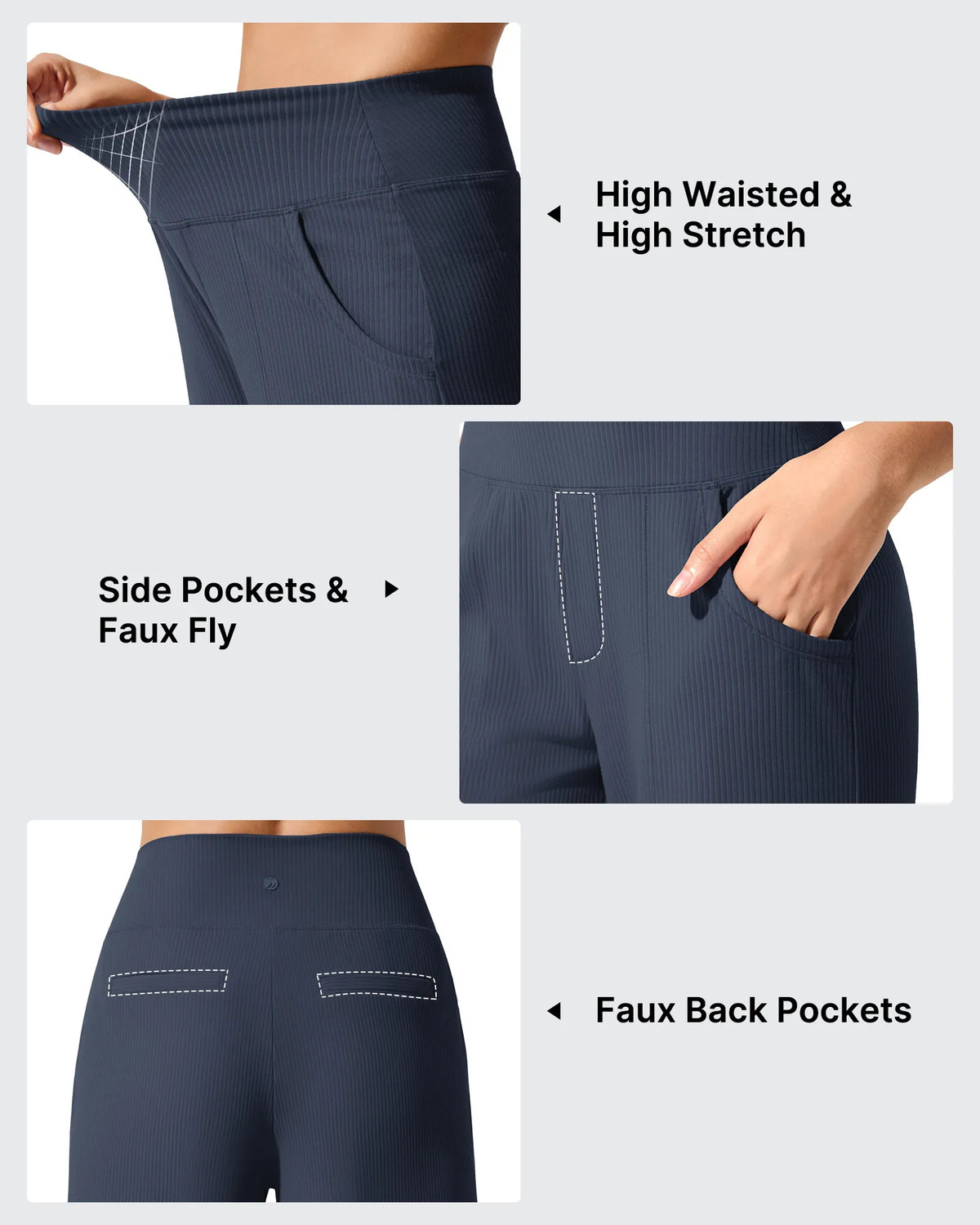 Ribbed Knit High Waist Wide Leg Yoga Pants