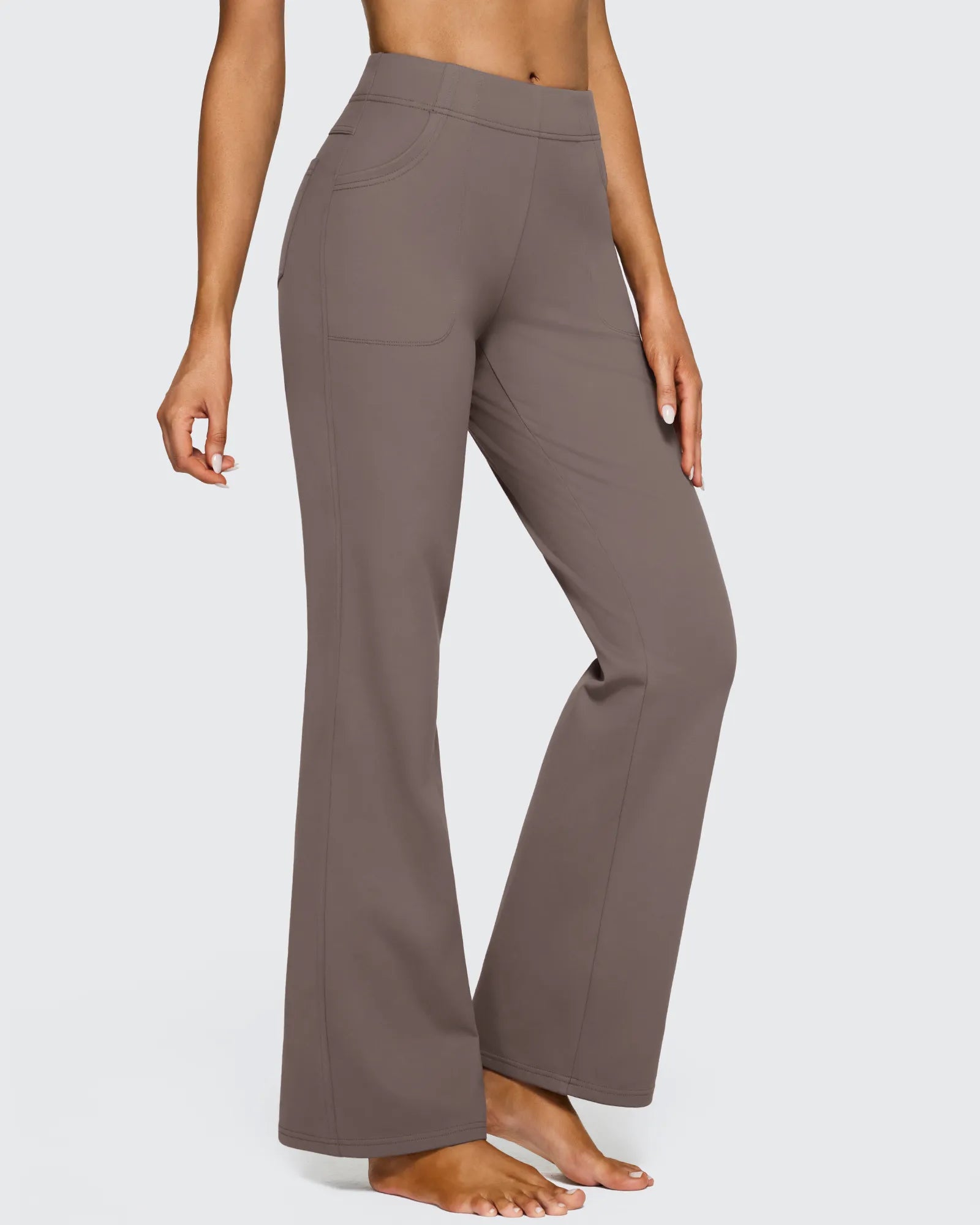 Fleece Lined High-Waist Flare Work Pants - G4Free