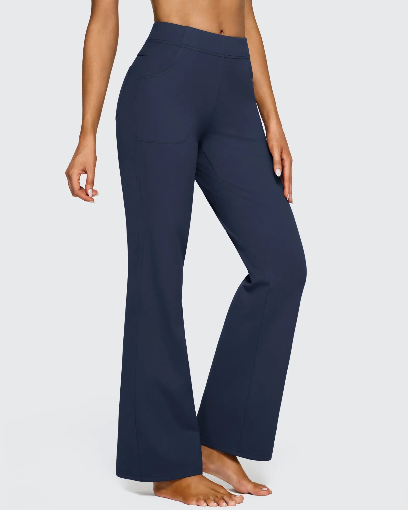 Fleece Lined High-Waist Flare Work Pants - G4Free