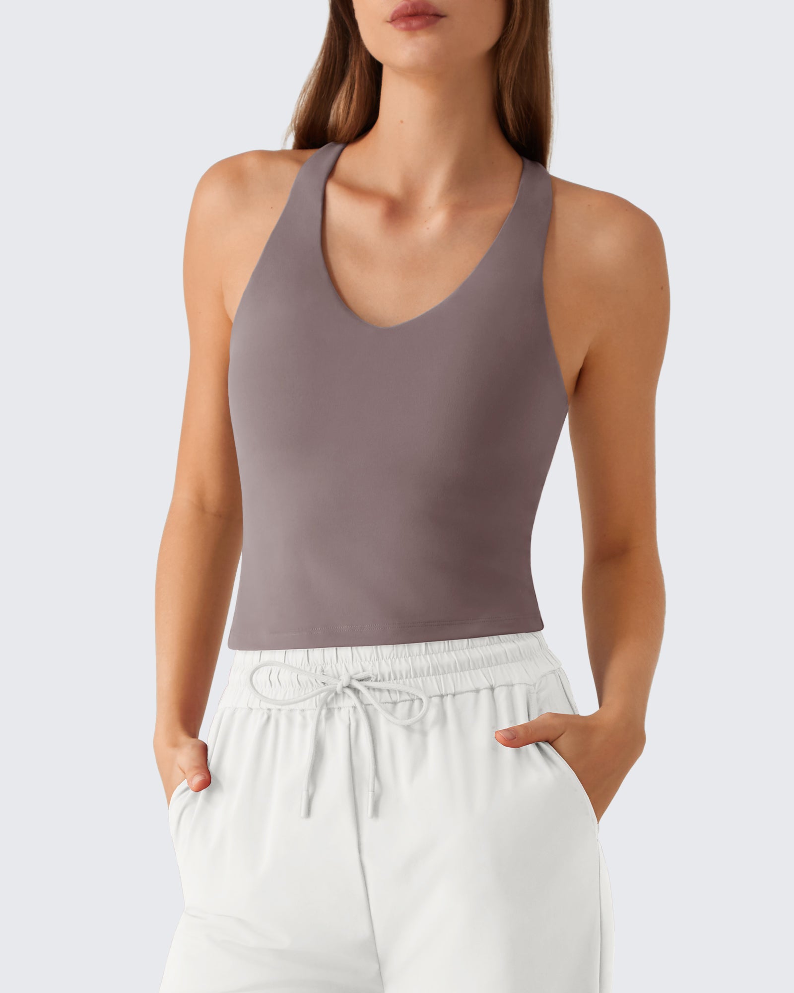 G4Free BareFeel Racerback Tank Top with Removable Padded Bra