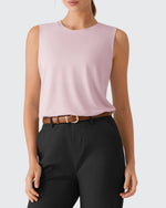 Side Slits Loose Fit High Neck Athletic Tanks