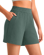 G4Free Waffle Knit 4'' High Waisted Shorts with Pockets