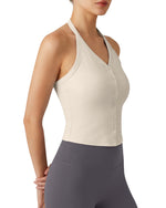 G4Free Ribbed Backless Halter Crop Cami