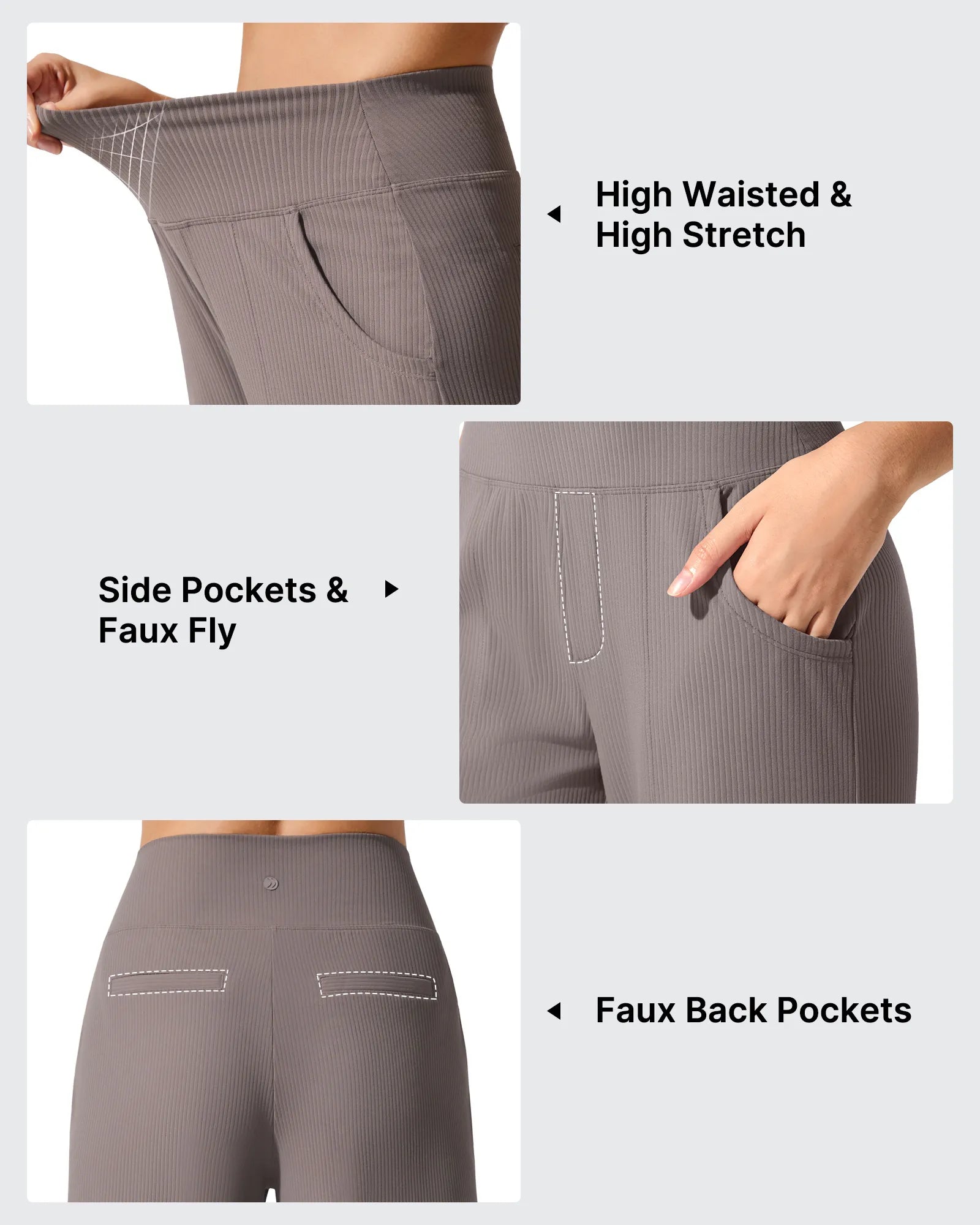 Ribbed Knit High Waist Wide Leg Yoga Pants
