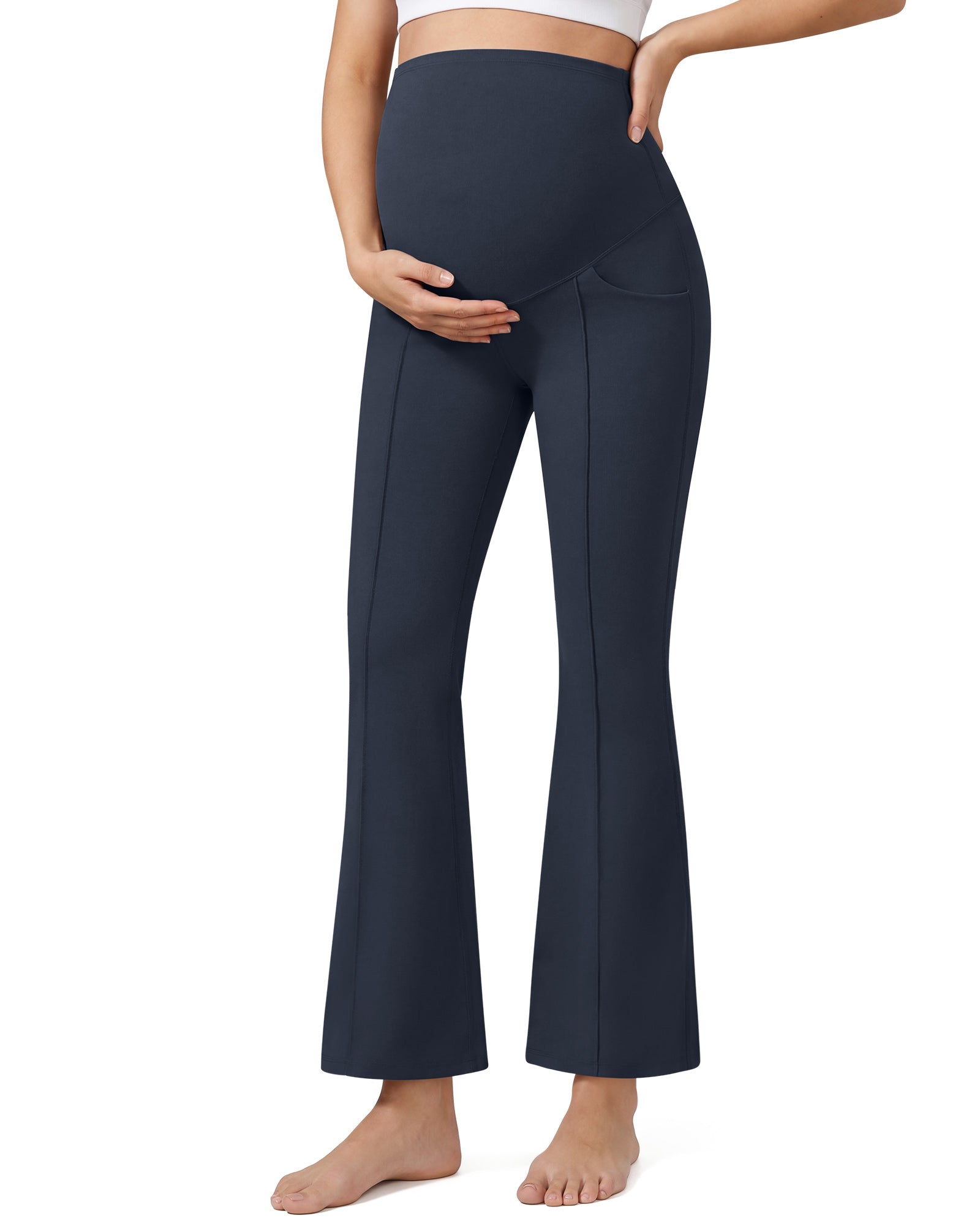 G4Free EverGoing Maternity Flare Leggings with Pockets – Over the Belly 25''