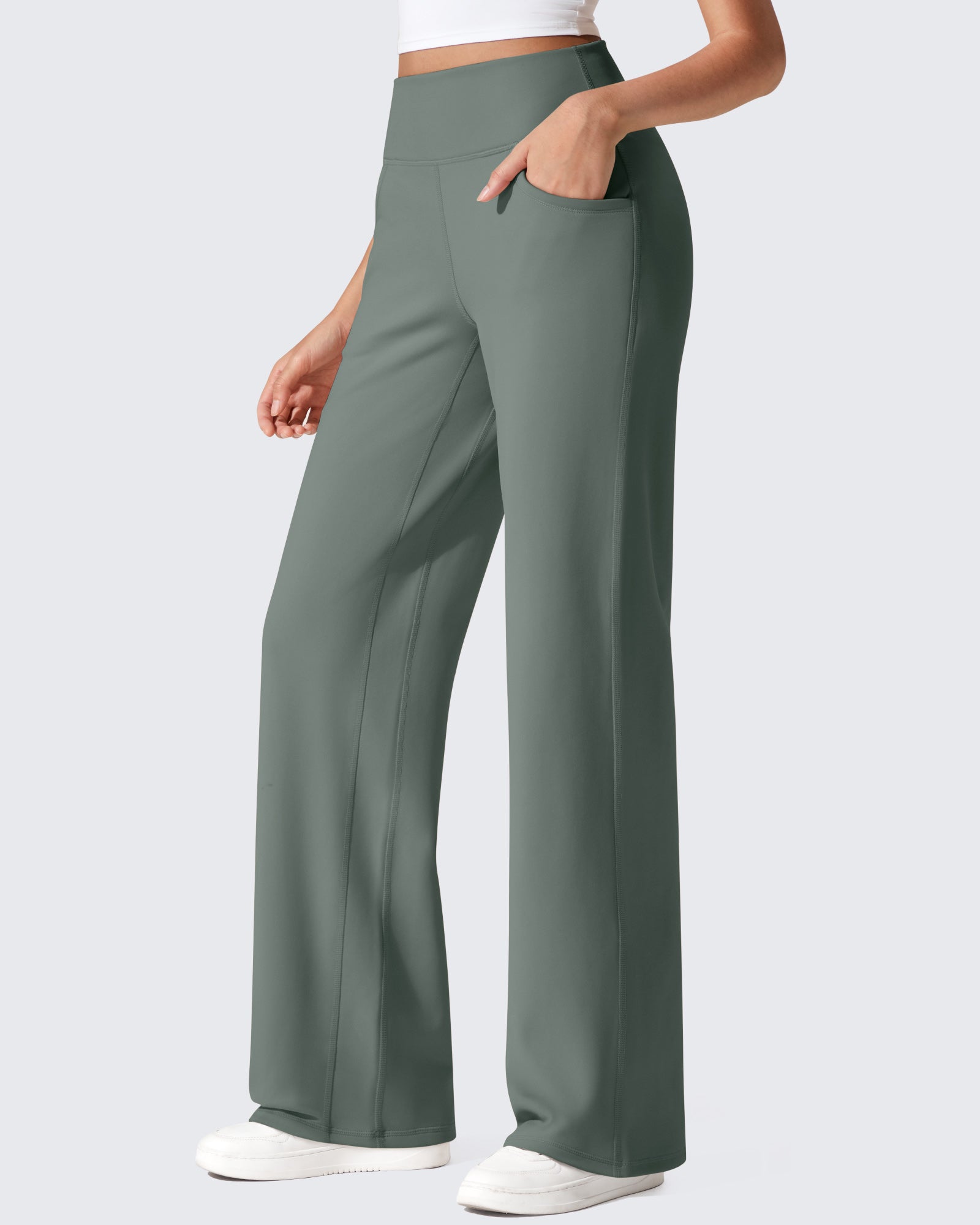 EverGoing Fleece Lined High-Waist Wide Leg Thermal Trousers - G4Free
