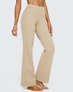 Fleece Lined High-Waist Flare Work Pants - G4Free